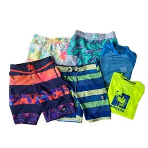 Boys Size 8-10 Swim Lot - (Four Trunks and Two Rashguards)